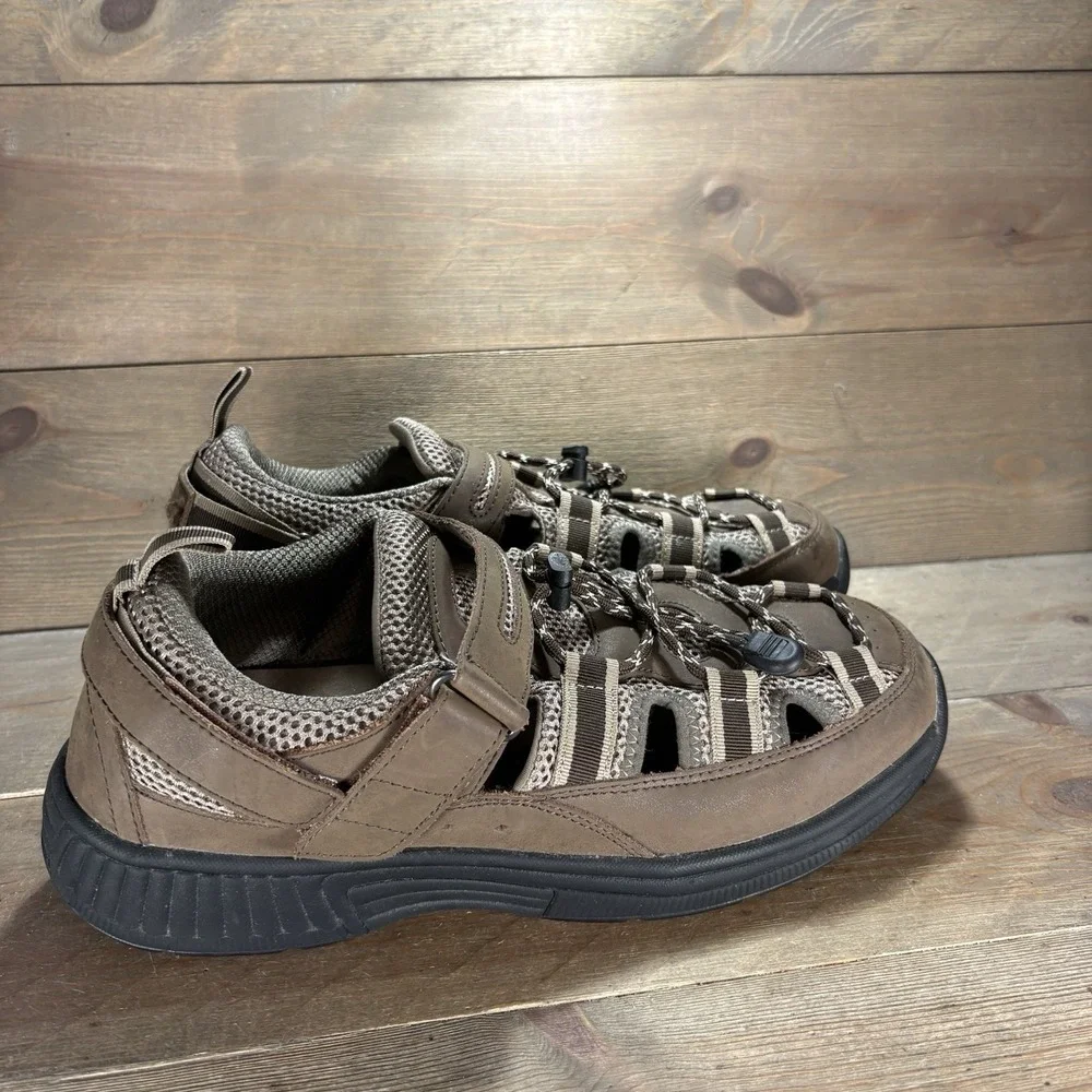 orthofeet clearwater mens size 11 shoe brown leather orthopedic fisherman sandal